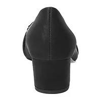 Easy Street Aster Womens Pointed Closed Toe Block Heel Pumps