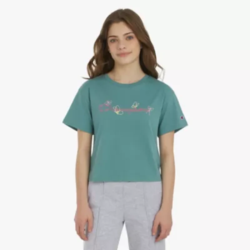 Champion Big Kid Girls Crew Neck Short Sleeve Loose Fit Graphic T-Shirt