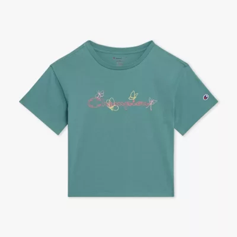 Champion Big Kid Girls Crew Neck Short Sleeve Loose Fit Graphic T-Shirt