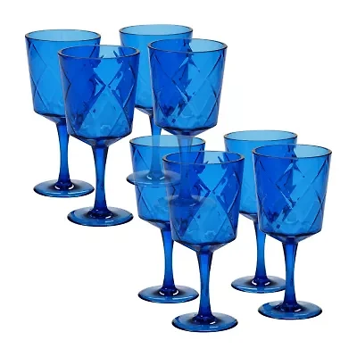 Certified International Teal Diamond Acrylic 8-pc. Goblets