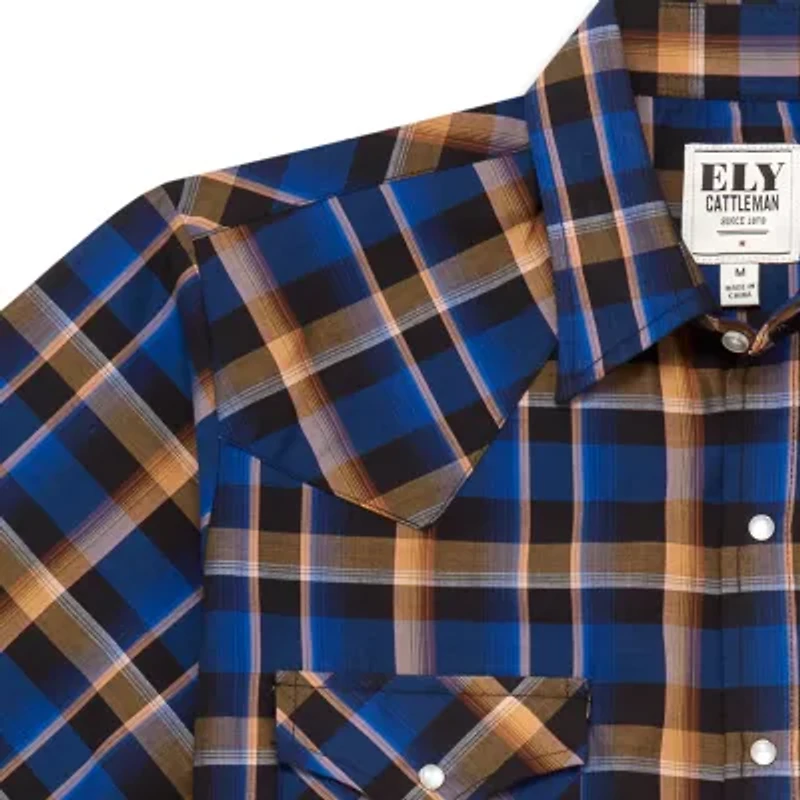 Ely Cattleman Stripe Big and Tall Mens Short Sleeve Western Shirt