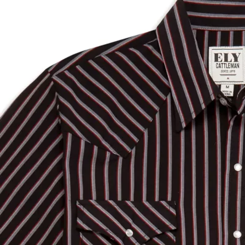 Ely Cattleman Stripe Big and Tall Mens Long Sleeve Western Shirt
