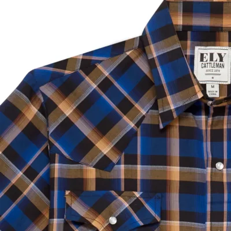 Ely Cattleman Plaid Mens Long Sleeve Western Shirt
