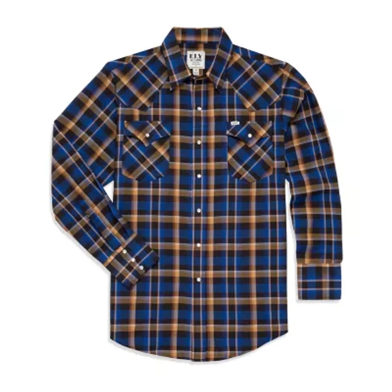 Ely Cattleman Plaid Mens Long Sleeve Western Shirt