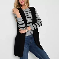 Liz Claiborne Knit Hooded Womens Sleeveless Vest