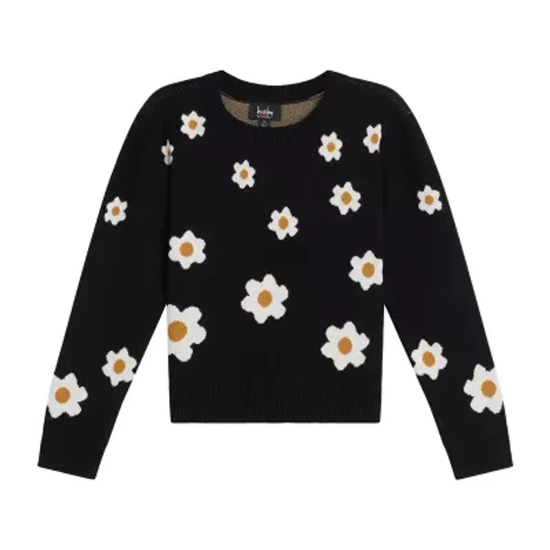 by&by girl Big Kid Girls Round Neck Long Sleeve Pullover Sweater