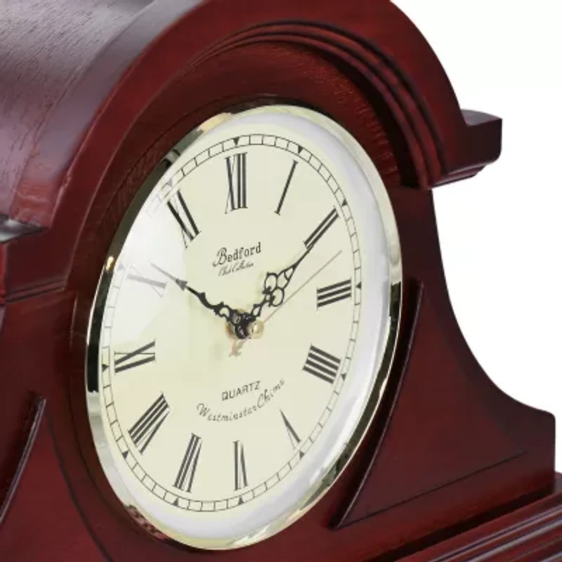 Megagoods Redwood Tambour Black Mantel Clock