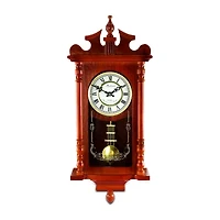 Bedford Clock Collection Dark Redwood Oak Finish Wall Clock
