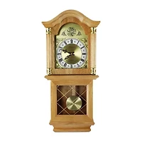 Bedford Clock Collection Classic 26" Golden Oak Finish Wall Clock