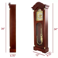 Bedford Clock Collection Chiming Pendulum Antique Cherry Oak Finish Wall Clock