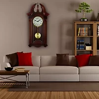 Bedford Clock Collection 26.5" Mahogany Cherry Oak Finish Wall Clock