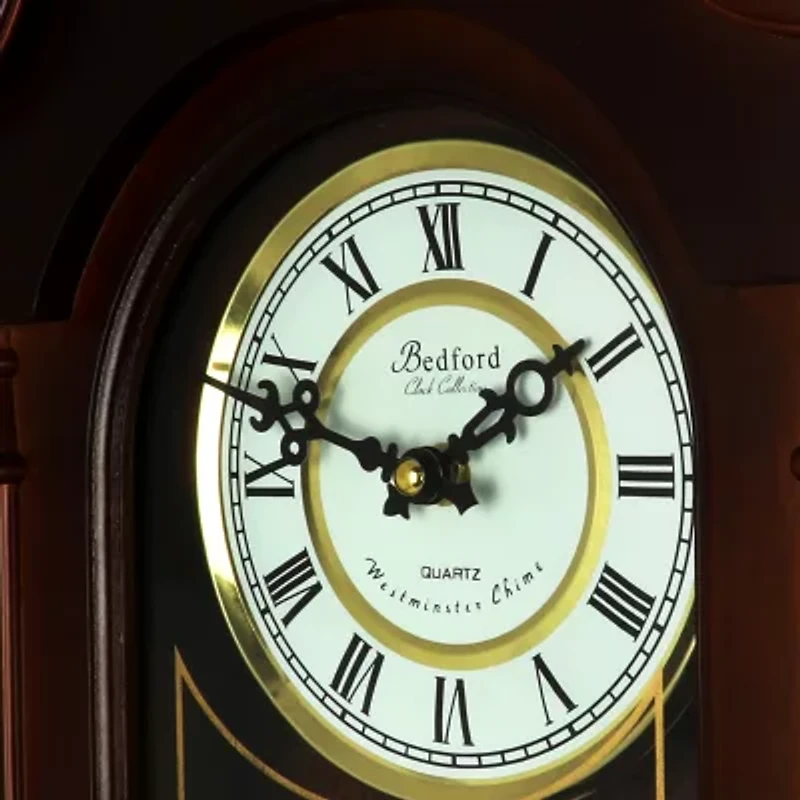 Bedford Clock Collection 26.5" Mahogany Cherry Oak Finish Wall Clock
