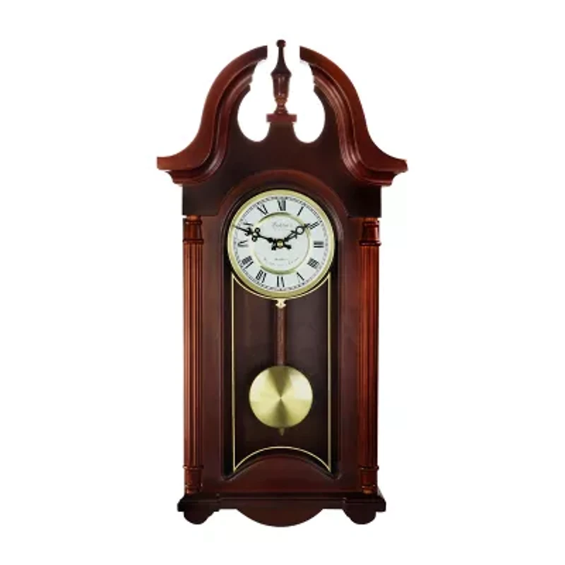 Bedford Clock Collection 26.5" Mahogany Cherry Oak Finish Wall Clock