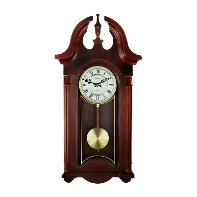 Bedford Clock Collection 26.5" Mahogany Cherry Oak Finish Wall Clock