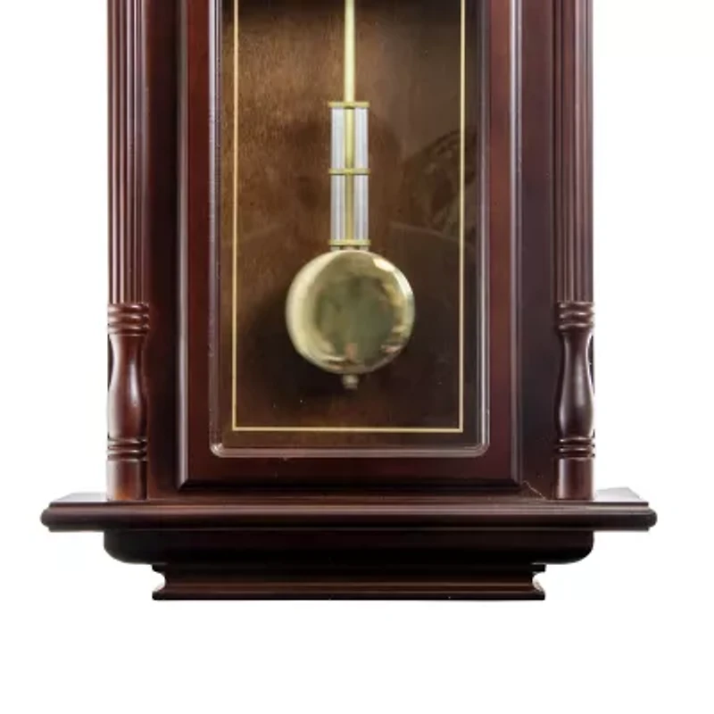 Bedford Clock Collection 38" Chiming Pendulum In Cherry Oak Finish Wall Clock