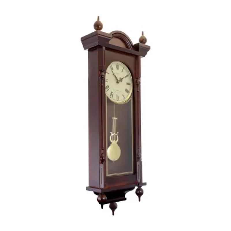 Bedford Clock Collection Grand 31" Antique Mahogany Cherry Finish Wall Clock