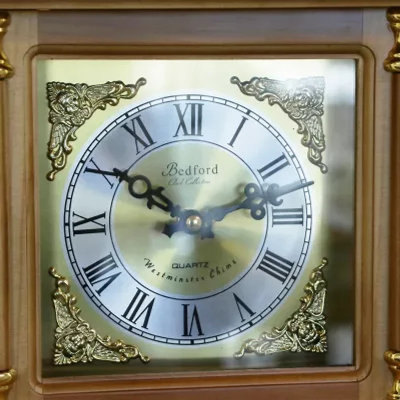 Bedford Clock Collection 34.5" Pendulum Antique Harvest Oak Finish Wall Clock