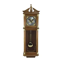 Bedford Clock Collection 34.5" Pendulum Antique Harvest Oak Finish Wall Clock