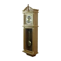 Bedford Clock Collection 34.5" Pendulum Antique Harvest Oak Finish Wall Clock