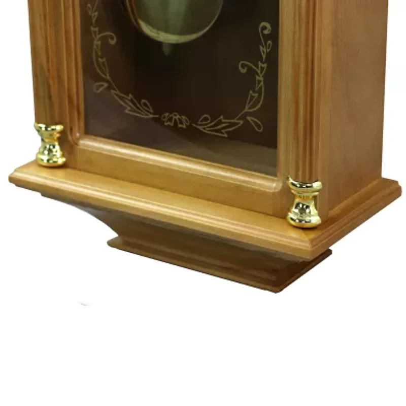 Bedford Clock Collection 34.5" Pendulum Antique Harvest Oak Finish Wall Clock