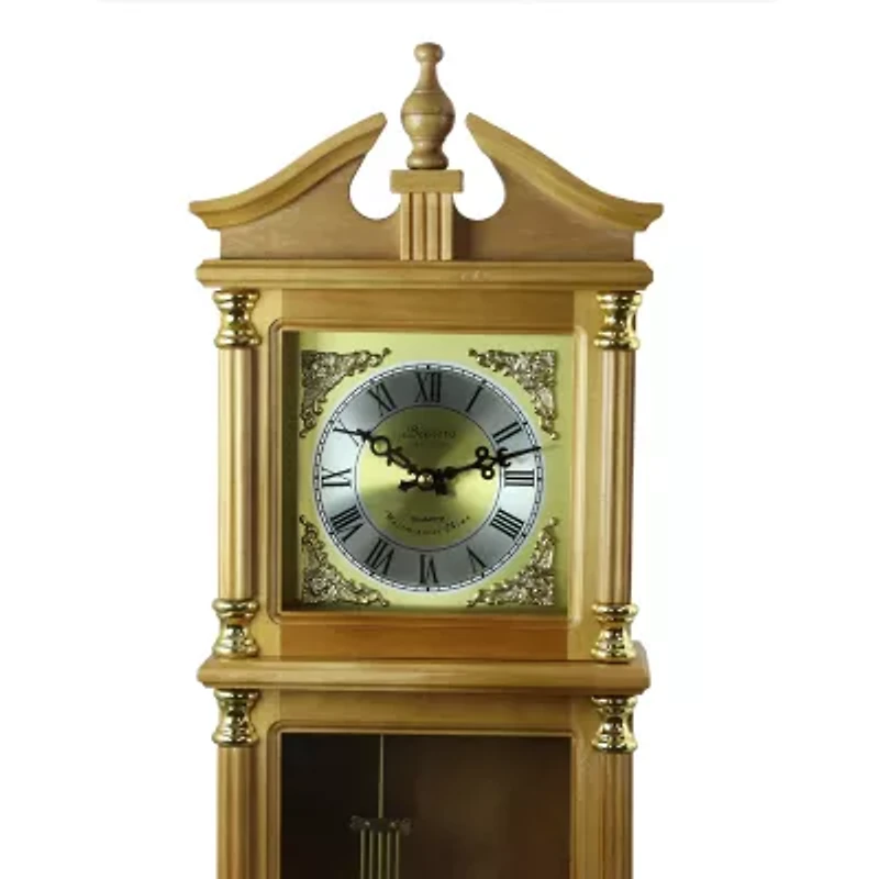Bedford Clock Collection 34.5" Pendulum Antique Harvest Oak Finish Wall Clock