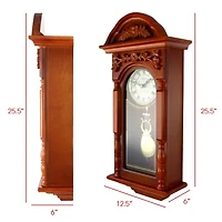 Bedford Clock Collection 27.5" Oak Finish Pendulum Wall Clock