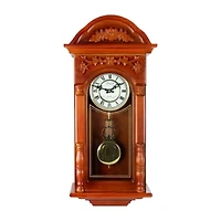 Bedford Clock Collection 27.5" Oak Finish Pendulum Wall Clock