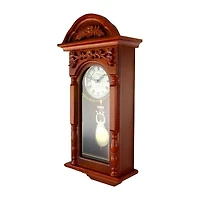 Bedford Clock Collection 27.5" Oak Finish Pendulum Wall Clock