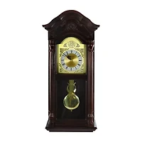 Bedford Clock Collection 25.25" Antique Mahogany Cherry Oak Chiming Wall Clock