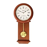 Bedford Clock Collection Olivia 24.5" Cherry Wood Chiming Pendulum Wall Clock