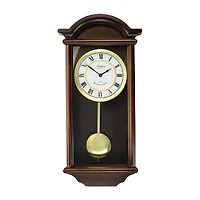 Bedford Clock Collection George 22" Chestnut Wood Chiming Pendulum Wall Clock