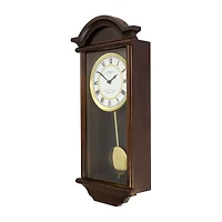 Bedford Clock Collection George 22" Chestnut Wood Chiming Pendulum Wall Clock