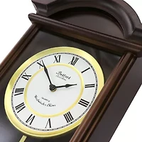 Bedford Clock Collection George 22" Chestnut Wood Chiming Pendulum Wall Clock