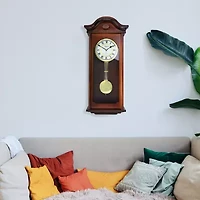 Bedford Clock Collection Jacob 22.75" Mahogany Chiming Pendulum Wall Clock