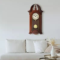 Bedford Clock Collection Delphine 27" Mahogany Chiming Pendulum Wall Clock
