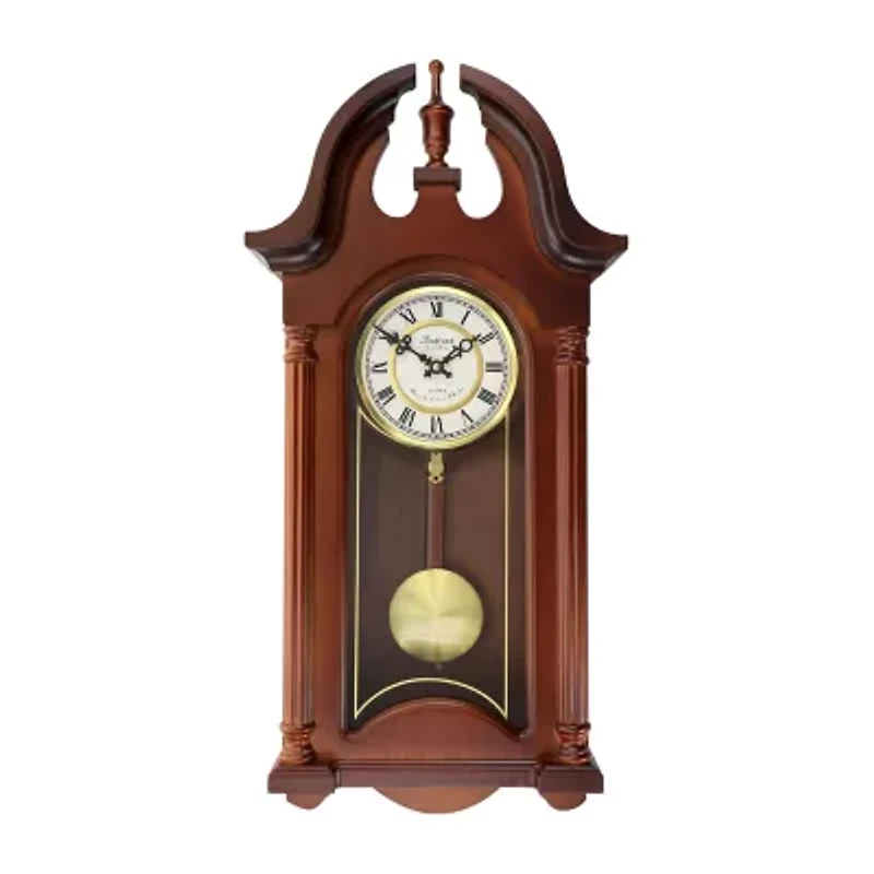 Bedford Clock Collection Delphine 27" Mahogany Chiming Pendulum Wall Clock