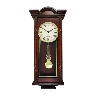 Bedford Clock Collection Grand 31" Chiming Pendulum Antique Mahogany Cherry Finish Wall Clock
