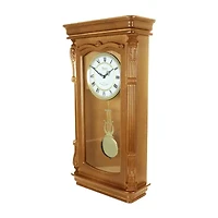Bedford Clock Collection Golden Oak Chiming Pendulum Wall Clock