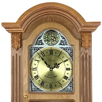 Bedford Clock Collection Honey Oak Chiming Pendulum Wall Clock