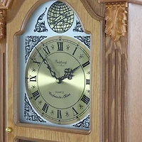 Bedford Clock Collection Honey Oak Chiming Pendulum Wall Clock