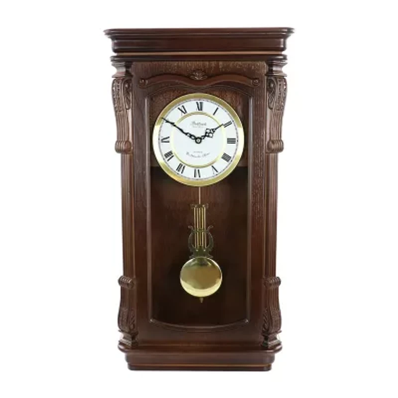 Bedford Clock Collection Chestnut Chiming Pendulum Wall Clock
