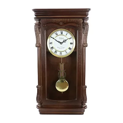 Bedford Clock Collection Chestnut Chiming Pendulum Wall Clock