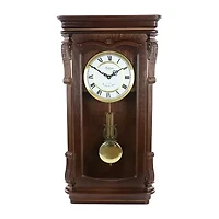 Bedford Clock Collection Chestnut Chiming Pendulum Wall Clock