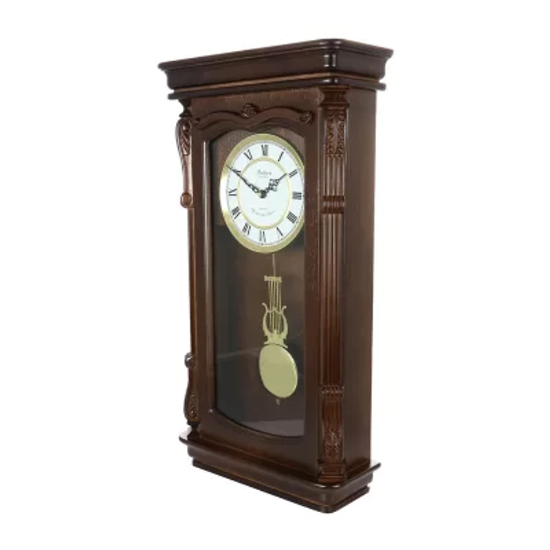 Bedford Clock Collection Chestnut Chiming Pendulum Wall Clock