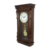 Bedford Clock Collection Chestnut Chiming Pendulum Wall Clock