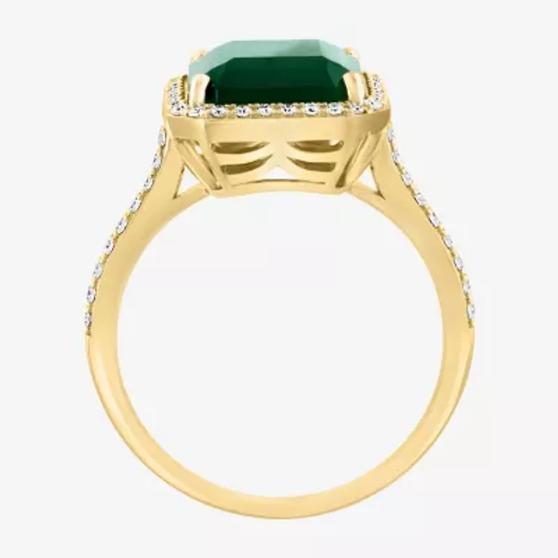 Effy Final Call Limited Quantities! Womens 1/5 CT. Genuine Green Onyx 14K Gold Halo Cocktail Ring