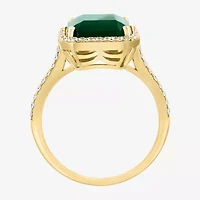 Effy Final Call Limited Quantities! Womens 1/5 CT. Genuine Green Onyx 14K Gold Halo Cocktail Ring