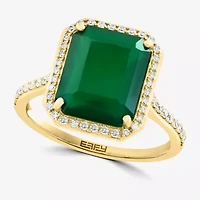 Effy Final Call Limited Quantities! Womens 1/5 CT. Genuine Green Onyx 14K Gold Halo Cocktail Ring