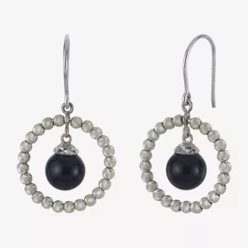 Sterling Silver Black Onyx Sparkle Bead Earrings