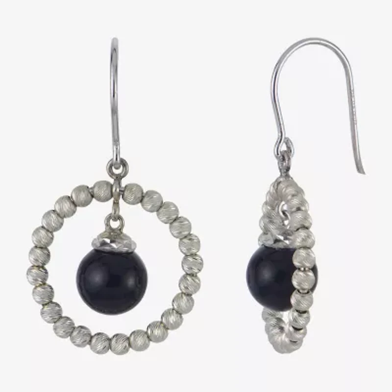 Sterling Silver Black Onyx Sparkle Bead Earrings